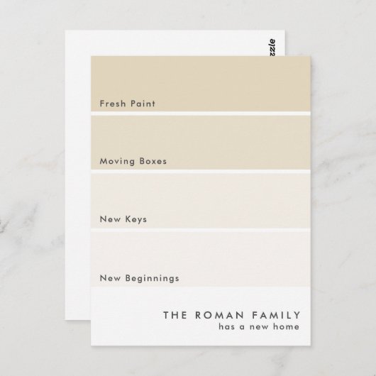 Fresh Paint Chip Bewegende Aankondiging Beige Briefkaart (Voorkant / Achterkant)