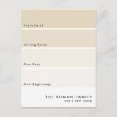 Fresh Paint Chip Bewegende Aankondiging Beige Briefkaart (Voorkant)