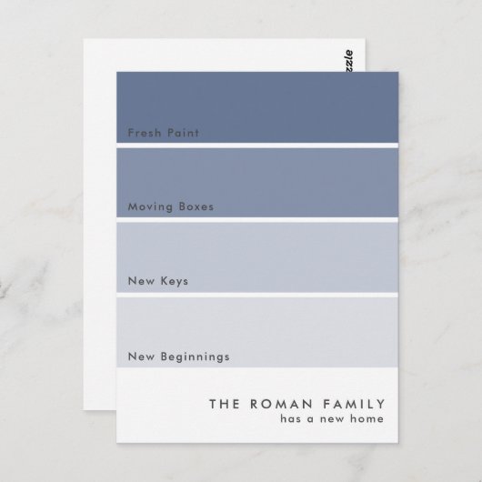 Fresh Paint Chip Moving Aankondiging Blauw Briefkaart (Voorkant / Achterkant)