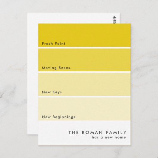 Fresh Paint Chip Moving Aankondiging Geel Briefkaart (Voorkant / Achterkant)
