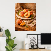 Fresh Peaches on Wood a Rustic Still Life Poster (Thuiskantoor)