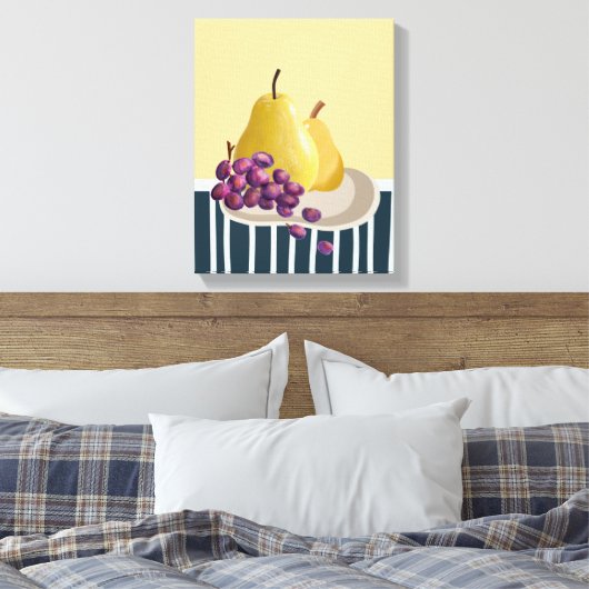Fresh Pear stilleven met moderne twist Canvas Afdruk (Insitu (Slaapkamer))