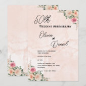 Fresh Pink Cream Floral Wedding Anniversary  Kaart (Voorkant / Achterkant)