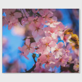 Fresh Pink Sakura Garland, Blue Sky Cadeaupapier (Vlak)