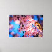 Fresh Pink Sakura Garland, Blue Sky Canvas Afdruk (Voorkant)
