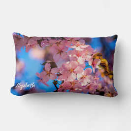 Fresh Pink Sakura Garland, Blue Sky Kussen