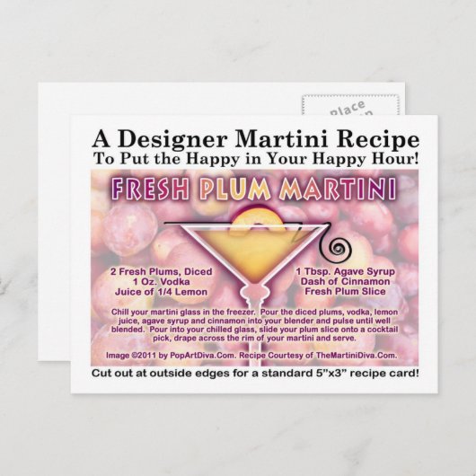 Fresh Plum Martini Recipe Briefkaart (Voorkant / Achterkant)