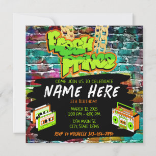 Fresh Prince 90s Boombox Groen Oranje Verjaardag Kaart