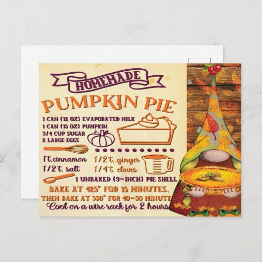 Fresh Pumpkin Pie Gnome Briefkaart (Voorkant / Achterkant)