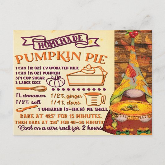 Fresh Pumpkin Pie Gnome Briefkaart (Voorkant)