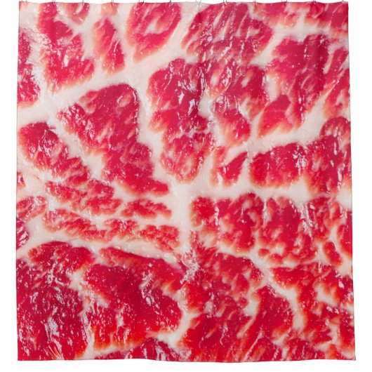 Fresh raw beef steak marbled meat texture close up douchegordijn (Voorkant)