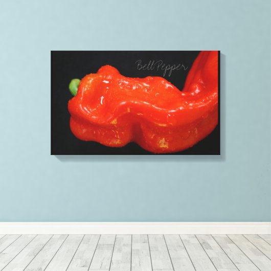 Fresh Red Bell Pepper Canvas Afdruk (Insitu (Houten vloer))