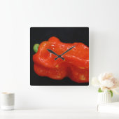 Fresh Red Bell Pepper Vierkante Klok (Huis)