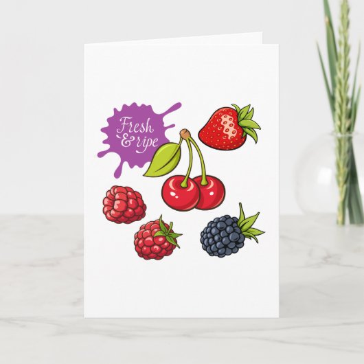 Fresh Red Berries and Cherries Kaart (Voorkant)