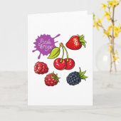 Fresh Red Berries and Cherries Kaart (Gele Bloem)