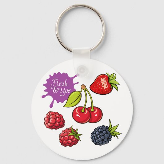 Fresh Red Berries and Cherries Sleutelhanger (Voorkant)