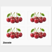 Fresh Red Cherries With Green Leaves Sticker (Vel)