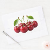 Fresh Red Cherries With Green Leaves Sticker (Envelop)