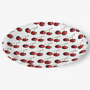 Fresh Red Sweet Cherries Papieren Bordje
