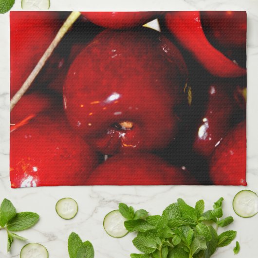 Fresh Ripe Cherries Kitchen Towel Theedoek (Gevouwen)
