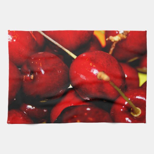 Fresh Ripe Cherries Kitchen Towel Theedoek (Horizontaal)