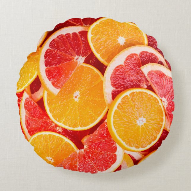 Fresh ripe orange and grapefruit backgroundbackgro rond kussen (Voorkant)