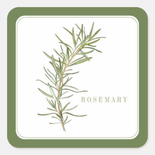 FRESH ROSEMARY Kleine Vierkante Stickers - Groen (Voorkant)