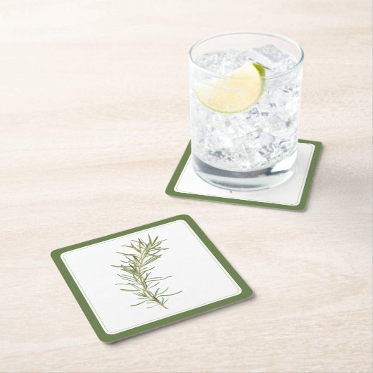 FRESH ROSEMARY Square Paper Onderzetters (-tekst)  (Insitu)