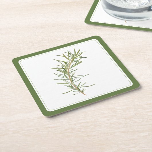 FRESH ROSEMARY Square Paper Onderzetters (-tekst)  (Schuin)