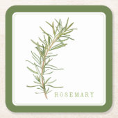 FRESH ROSEMARY Square Paper Onderzetters (+tekst)  (Voorkant)