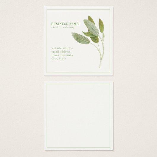FRESH SAGE 2,5 Vierkant Visitekaartje (Voorkant /achterkant)