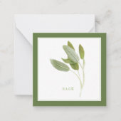 FRESH SAGE 2,5" vierkante platte Kaart / groen Notitiekaartje (Voorkant)