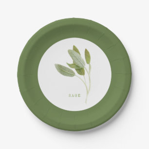 FRESH SAGE 7" Rond papier Borden - Groen Papieren Bordje