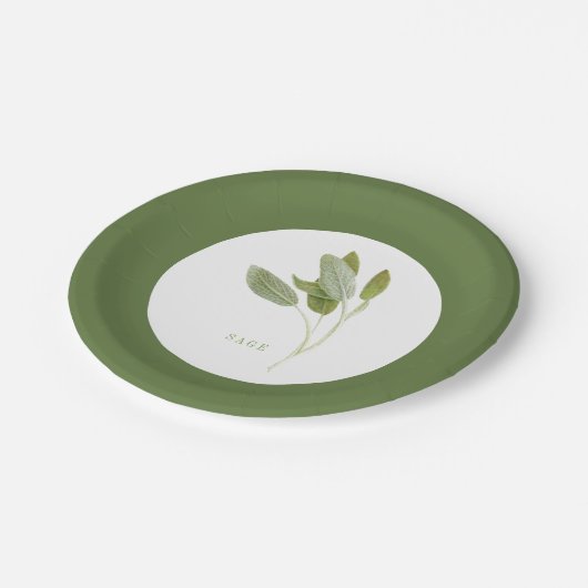 FRESH SAGE 7" Rond papier Borden - Groen Papieren Bordje (Gekanteld)