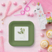 FRESH SAGE 7" Vierkant papier Borden - Groen Papieren Bordje (Feest)