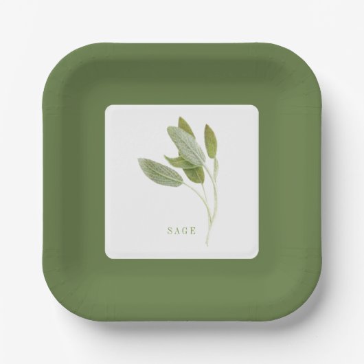 FRESH SAGE 7" Vierkant papier Borden - Groen Papieren Bordje (Voorkant)