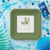 FRESH SAGE 9" Vierkant papier Borden - Groen Papieren Bordje (Feest)