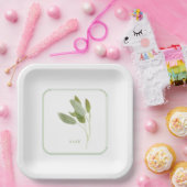 FRESH SAGE 9" Vierkante Papier Borden Papieren Bordje (Feest)