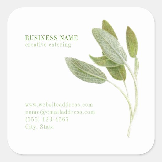 FRESH SAGE Biz ID Grote Vierkante Stickers (Voorkant)