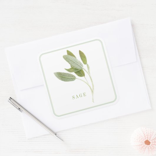 FRESH SAGE Grote Vierkante Stickers (Envelop)