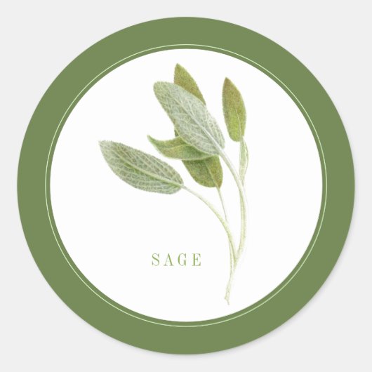 FRESH SAGE Kleine ronde Stickers (+tekst) Groen (Voorkant)