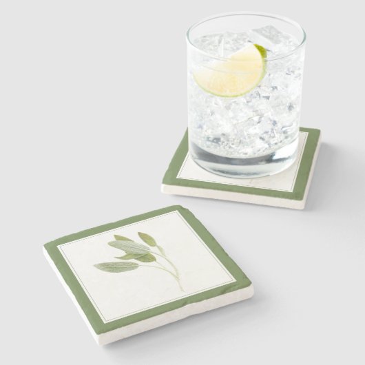 FRESH SAGE Marble Stone Onderzetter (-tekst) Groen (Zijkant)