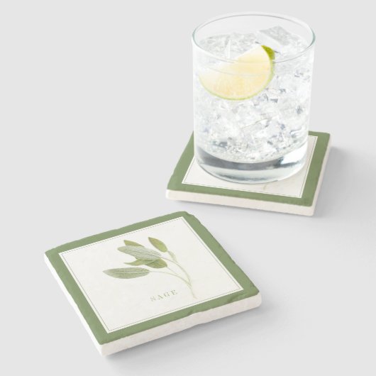 FRESH SAGE Marmersteen Onderzetter (+tekst) Groen (Zijkant)