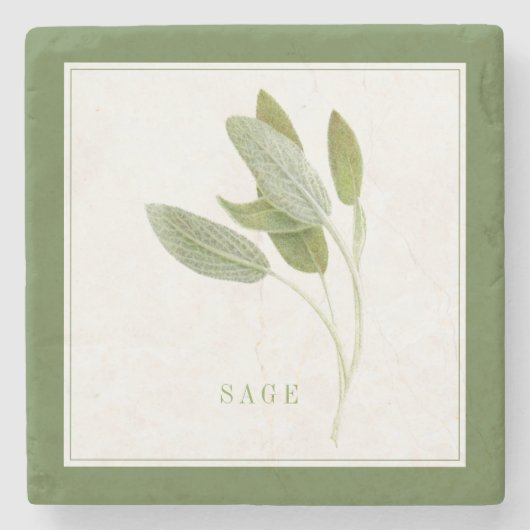 FRESH SAGE Marmersteen Onderzetter (+tekst) Groen (Voorkant)