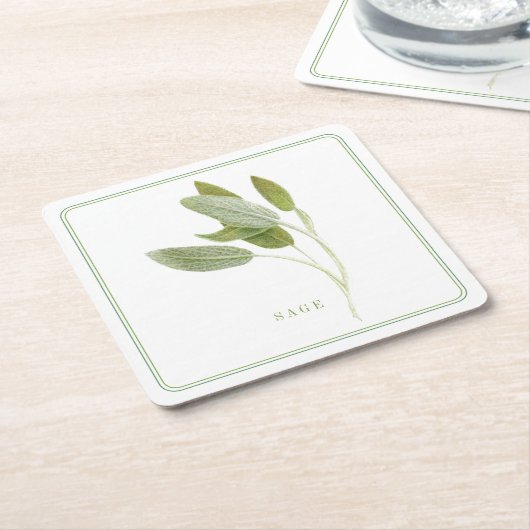 FRESH SAGE Square Paper Onderzetters (+tekst) (Schuin)