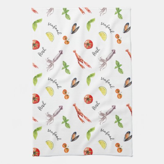 Fresh Seafood Delights Custom Theedoek (Verticaal)