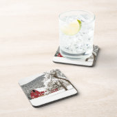 Fresh snow on red barn drankjes onderzetter (Rechterzijde)