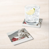 Fresh snow on red barn kartonnen onderzetters (Insitu)