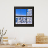 Fresh Snow Scene 24x24 Black Faux Window Poster (Keuken)