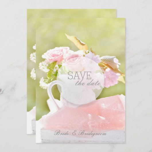 Fresh Spring Flower Bouquet Wedding Save The Date (Voorkant / Achterkant)